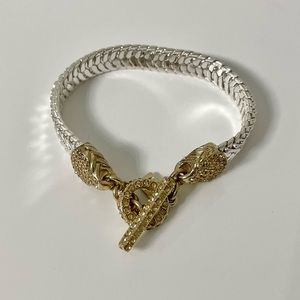 Banana Republic Silver with Gold Pave Toggle Bracelet
